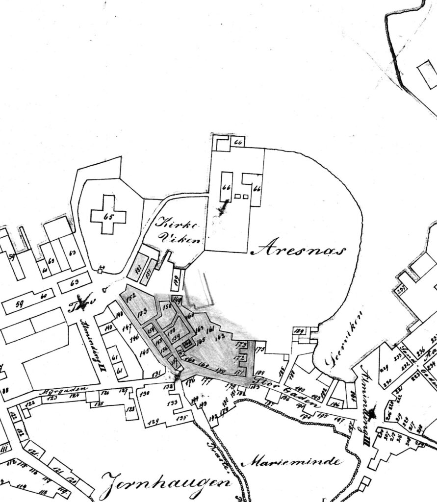 Utsnitt av et bykart fra 1868
