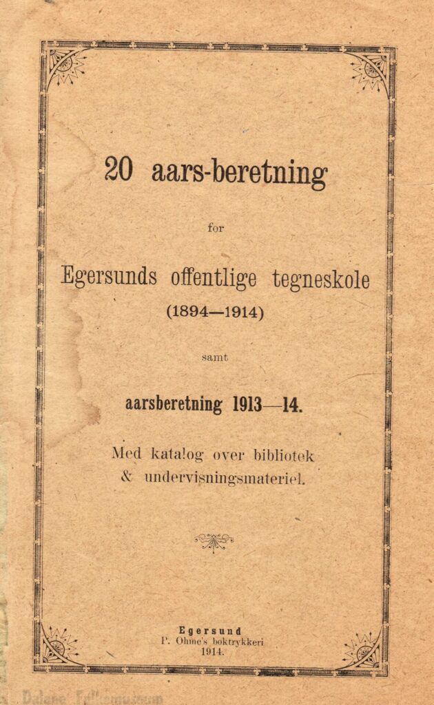 20-års beretning for Egersunds Offentlige Tegneskole