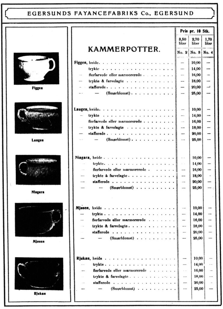 Faksimileutgave av Priskurant fra Egersunds Fayancefabriks Co. - 1909, s. 89