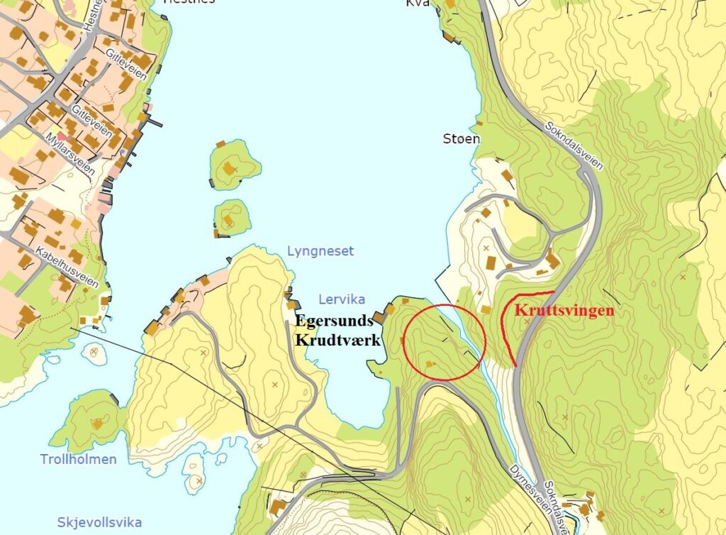 Egersunds Krudtværk lå ved utløpet av Hålandselva. Det ga navnet til en tidligere skarp sving på fylkesveg 44, Kruttsvingen, anlagt i 1886. Det …
