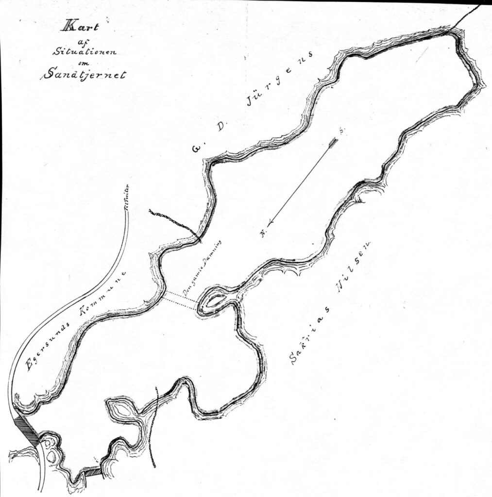 Sandtjødne før utvidelsen i 1897. Eigersund kommunes arkiv