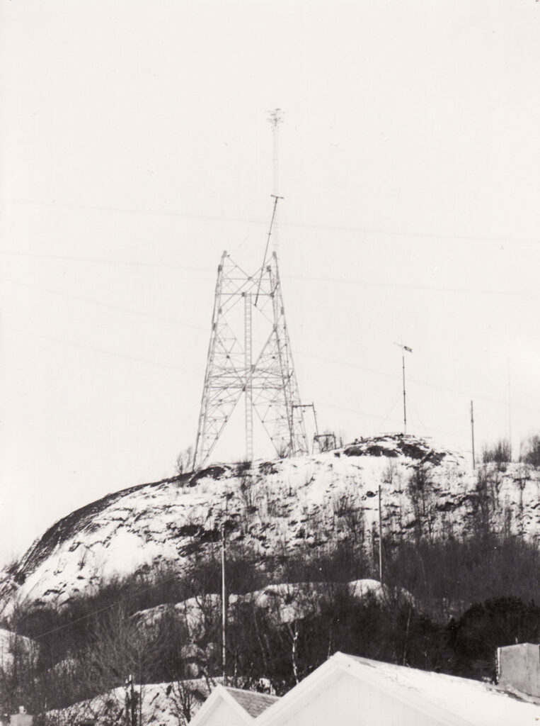 Telemasta på Varberg under montering våren 1968
